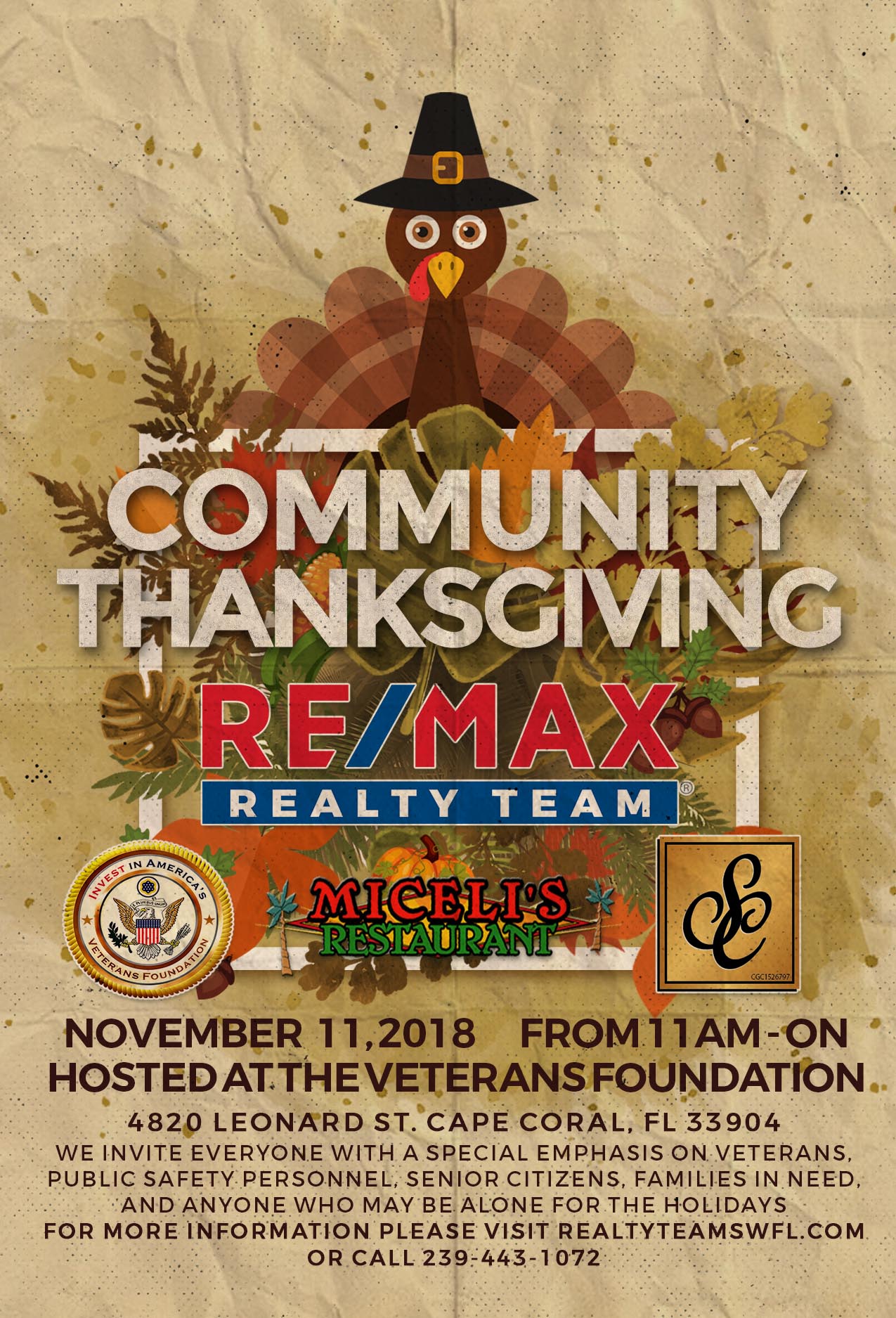 Community Thanksgiving Dinner Cape Coral RE/MAX Realty Team